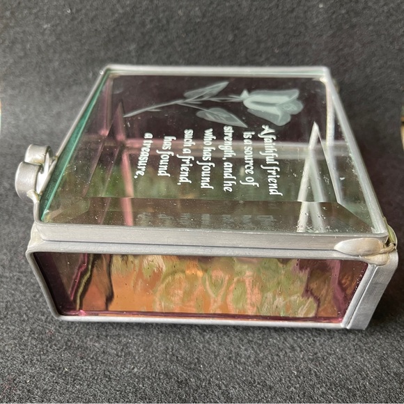 Trinket Box Leaded Glass lavender Faithful Friends - Picture 7 of 12